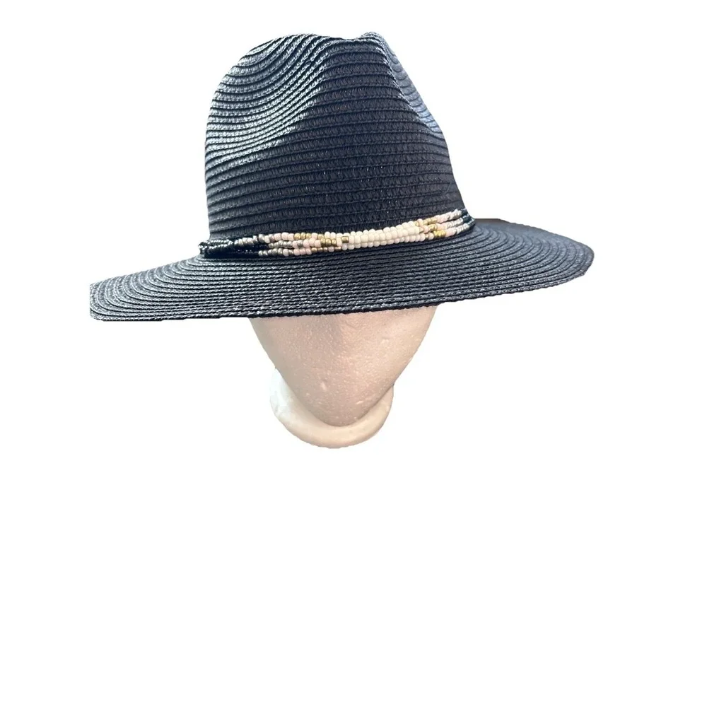 Bindya New York Ladies Decorated Black Woven Cowgirl Style Hat Fall